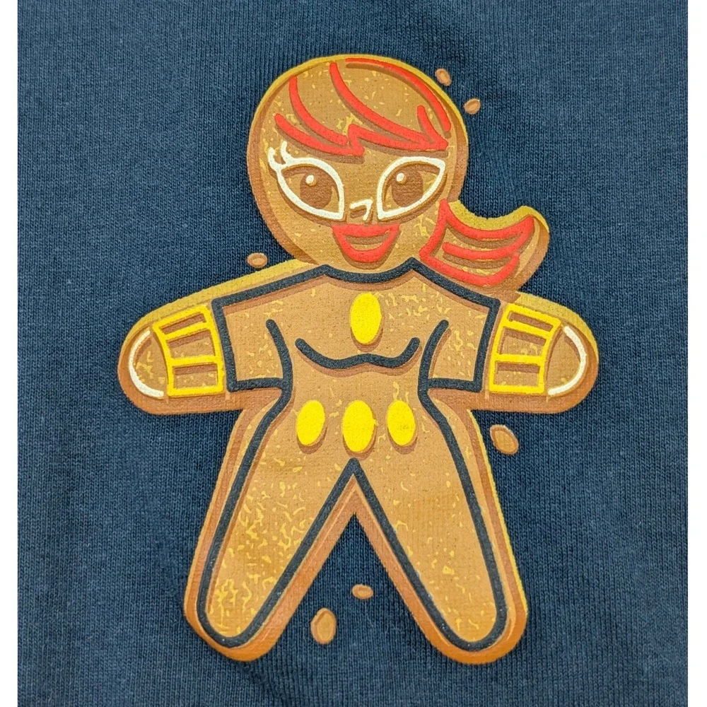 Marvel Gingerbread Men Heroes‎ Graphic T Shirt Navy Blue Size S